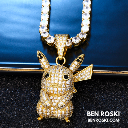Iced-Out Pikachu Moissanite Pendant – Sterling Silver | Gold, Silver & Rose Gold | GRA Certified