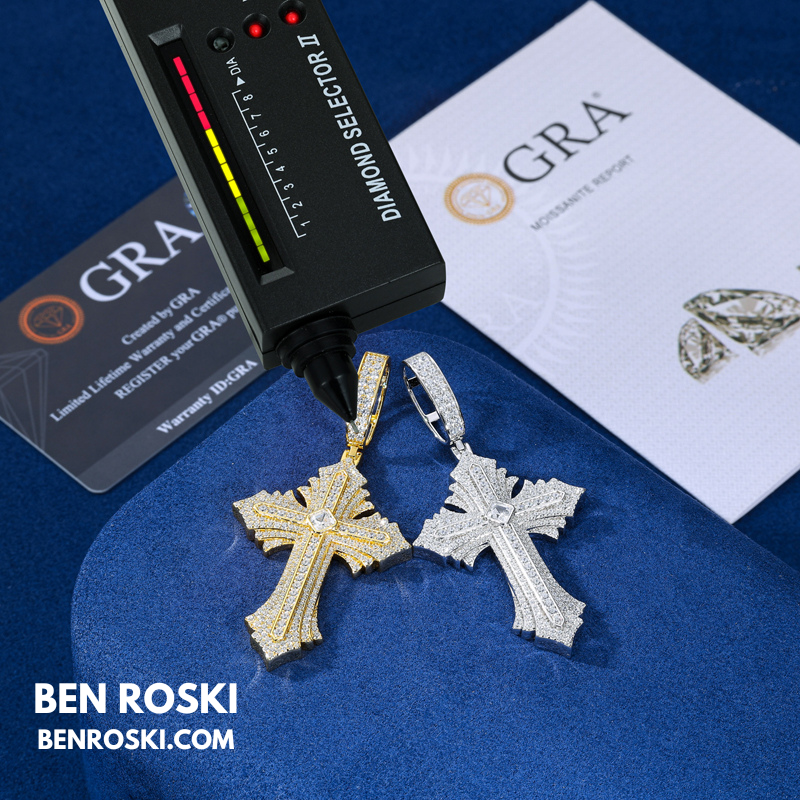 Moissanite Cross Pendant Sterling Silver, Gold, or Rose Gold | VVS Moissanite | GRA Certified