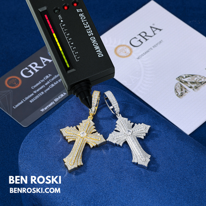 Moissanite Cross Pendant Sterling Silver, Gold, or Rose Gold | VVS Moissanite | GRA Certified