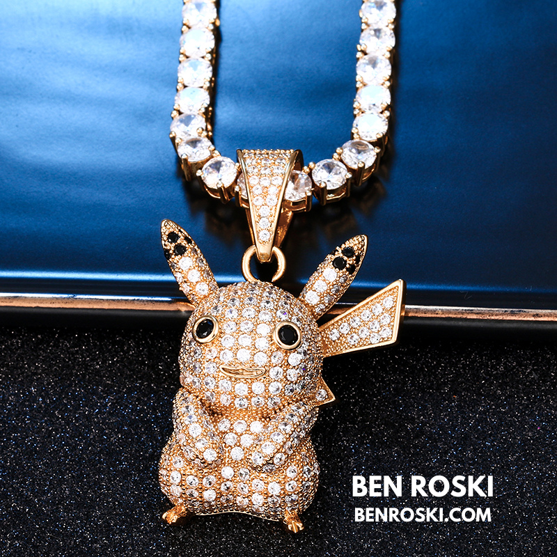 Iced-Out Pikachu Moissanite Pendant – Sterling Silver | Gold, Silver & Rose Gold | GRA Certified