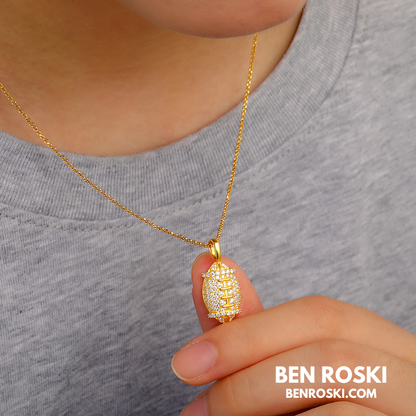 Moissanite Football Pendant Necklace Sterling Silver, Gold, or Rose Gold | VVS Moissanite | GRA Certified