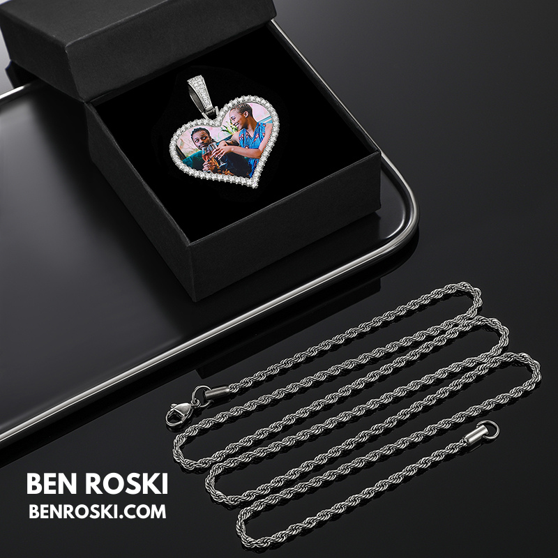 Custom Heart Photo Pendant Sterling Silver, Gold, or Rose Gold | vvs Moissanites | Personalized