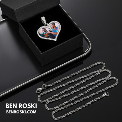 Custom Heart Photo Pendant Sterling Silver, Gold, or Rose Gold | vvs Moissanites | Personalized