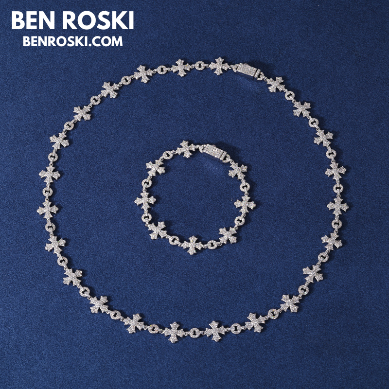 12MM Moissanite Cross Link Bracelet Sterling Silver, Gold, or Rose Gold | GRA Certified