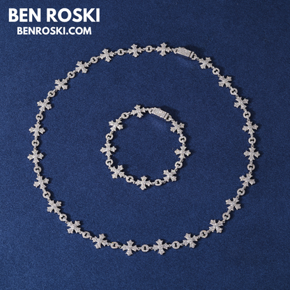 12MM Moissanite Cross Link Bracelet Sterling Silver, Gold, or Rose Gold | GRA Certified