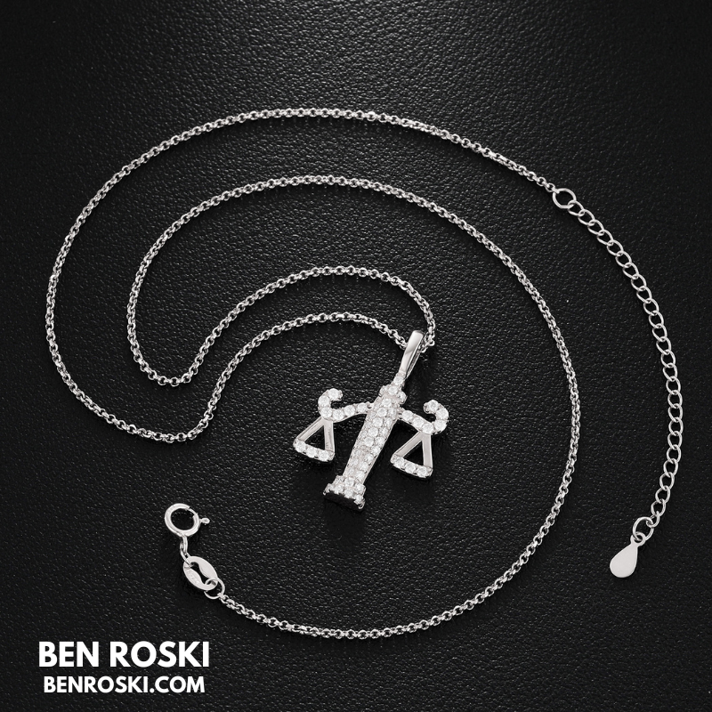 Scales of Justice Pendant Sterling Silver, Gold, or Rose Gold | VVS Moissanite | GRA Certified