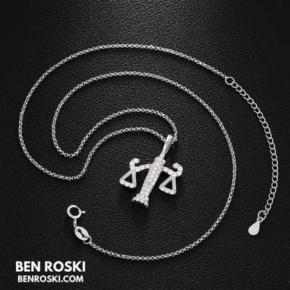 Scales of Justice Pendant Sterling Silver, Gold, or Rose Gold | VVS Moissanite | GRA Certified