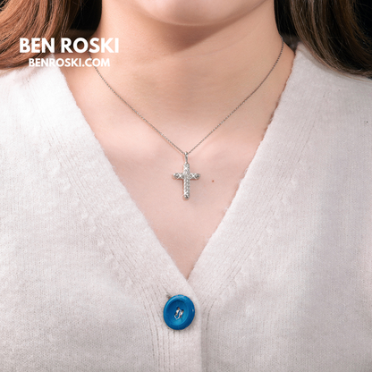 Vintage Moissanite Cross Pendant Sterling Silver, Gold, or Rose Gold | VVS Moissanite | GRA Certified