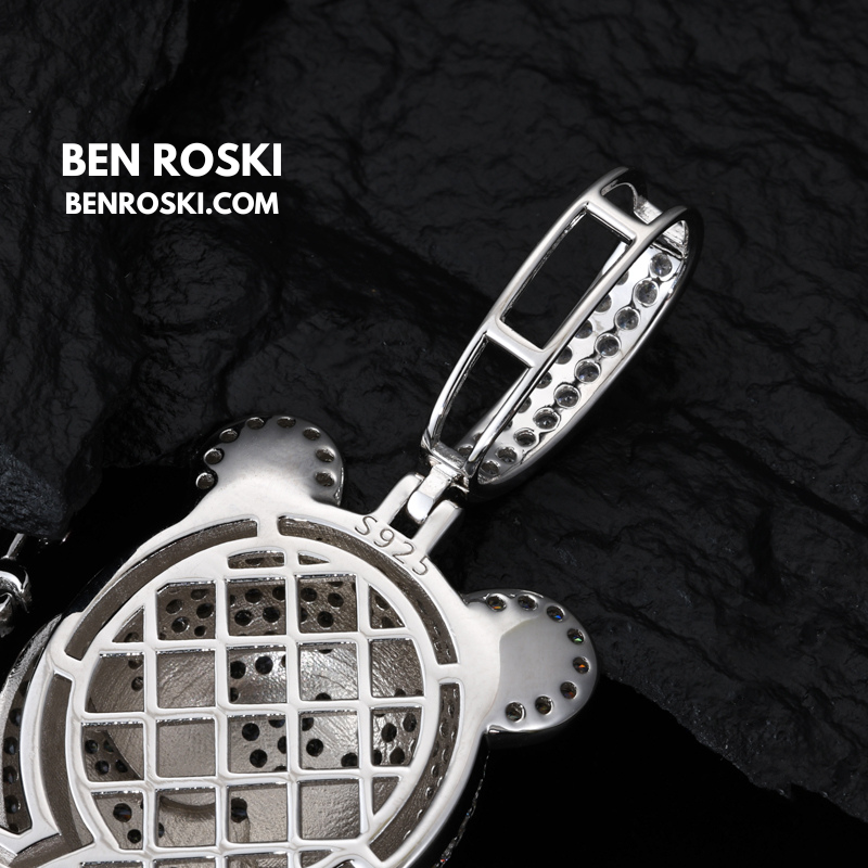 Evil Teddy Bear Pendant Sterling Silver or Gold / Rose Gold Plated | VVS Moissanite | GRA Certified