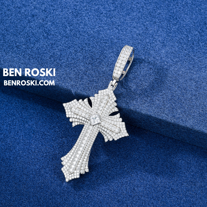 Moissanite Cross Pendant Sterling Silver, Gold, or Rose Gold | VVS Moissanite | GRA Certified