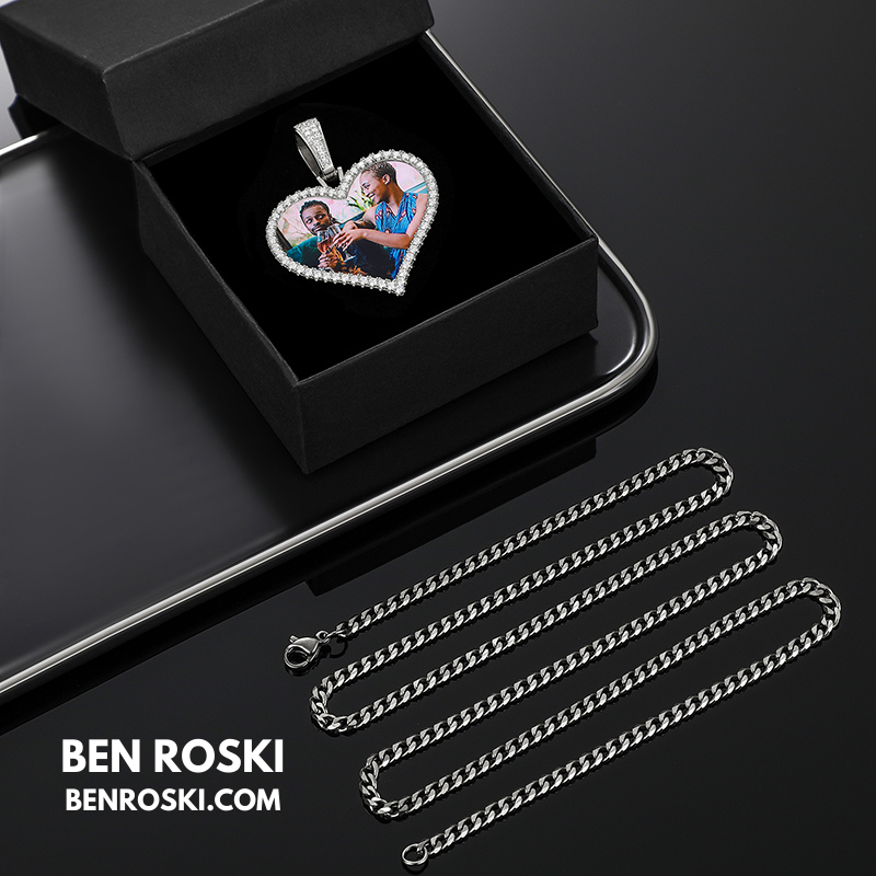 Custom Heart Photo Pendant Sterling Silver, Gold, or Rose Gold | vvs Moissanites | Personalized