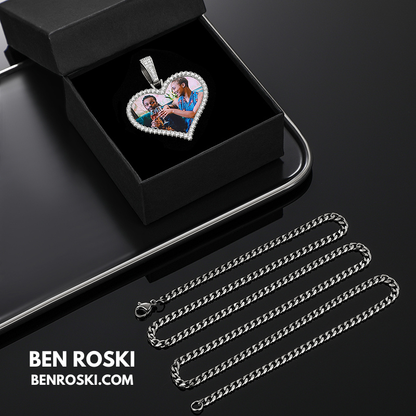 Custom Heart Photo Pendant Sterling Silver, Gold, or Rose Gold | vvs Moissanites | Personalized