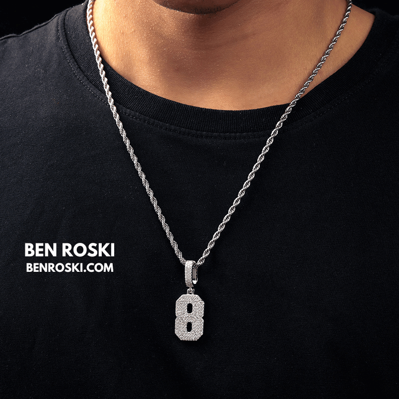 Custom Number Pendant Sterling Silver, Gold, or Rose Gold | VVS Moissanite | GRA Certified