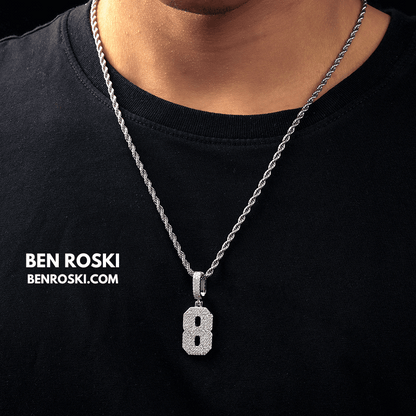 Custom Number Pendant Sterling Silver, Gold, or Rose Gold | VVS Moissanite | GRA Certified