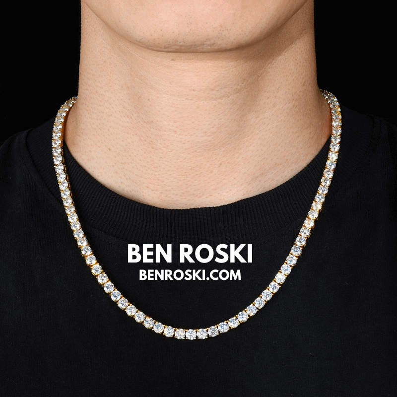 Moissanite Tennis Chain Necklace – 4MM Sterling Silver, Gold & Rose Gold | VVS1 Moissanite | GRA Certified