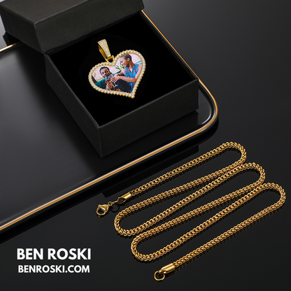 Custom Heart Photo Pendant Sterling Silver, Gold, or Rose Gold | vvs Moissanites | Personalized