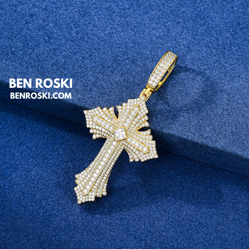 Moissanite Cross Pendant Sterling Silver, Gold, or Rose Gold | VVS Moissanite | GRA Certified