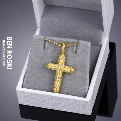 Vintage Moissanite Cross Pendant Sterling Silver, Gold, or Rose Gold | VVS Moissanite | GRA Certified
