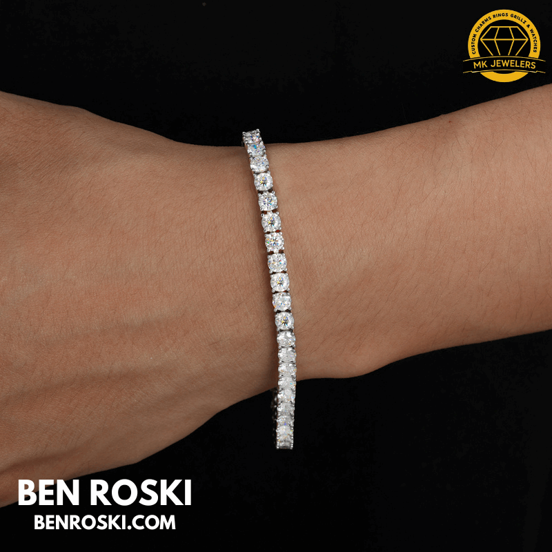 Moissanite Tennis Chain Necklace – 4MM Sterling Silver, Gold & Rose Gold | VVS1 Moissanite | GRA Certified