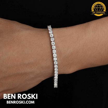 Moissanite Tennis Chain Necklace – 4MM Sterling Silver, Gold & Rose Gold | VVS1 Moissanite | GRA Certified