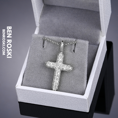 Vintage Moissanite Cross Pendant Sterling Silver, Gold, or Rose Gold | VVS Moissanite | GRA Certified