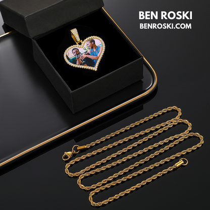 Custom Heart Photo Pendant Sterling Silver, Gold, or Rose Gold | vvs Moissanites | Personalized