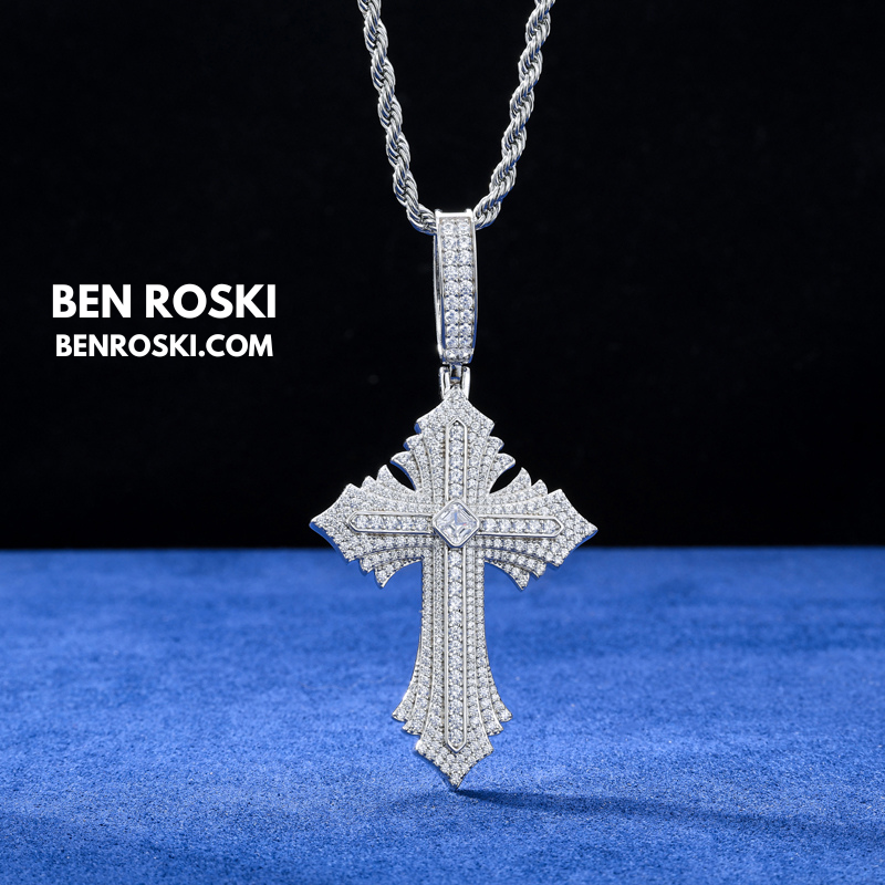 Moissanite Cross Pendant Sterling Silver, Gold, or Rose Gold | VVS Moissanite | GRA Certified