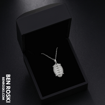 Moissanite Football Pendant Necklace Sterling Silver, Gold, or Rose Gold | VVS Moissanite | GRA Certified