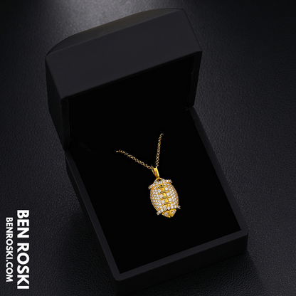 Moissanite Football Pendant Necklace Sterling Silver, Gold, or Rose Gold | VVS Moissanite | GRA Certified