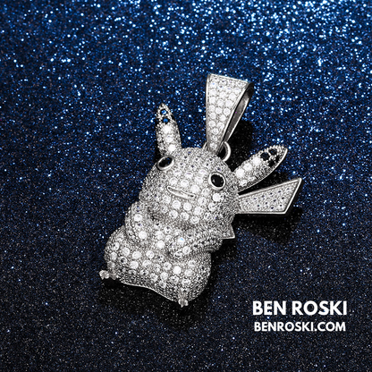 Iced-Out Pikachu Moissanite Pendant – Sterling Silver | Gold, Silver & Rose Gold | GRA Certified