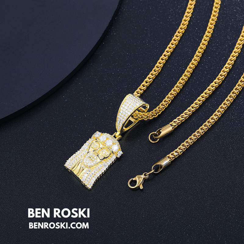 Jesus Face Moissanite Pendant Sterling Silver, Gold, or Rose Gold | VVS Moissanite | GRA Certified