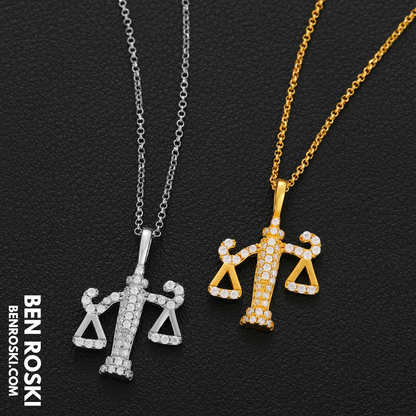 Scales of Justice Pendant Sterling Silver, Gold, or Rose Gold | VVS Moissanite | GRA Certified