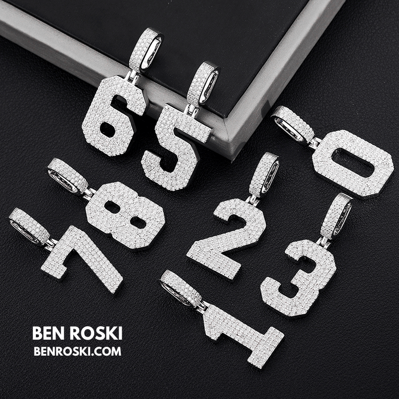 Custom Number Pendant Sterling Silver, Gold, or Rose Gold | VVS Moissanite | GRA Certified