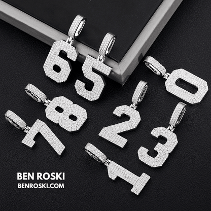 Custom Number Pendant Sterling Silver, Gold, or Rose Gold | VVS Moissanite | GRA Certified