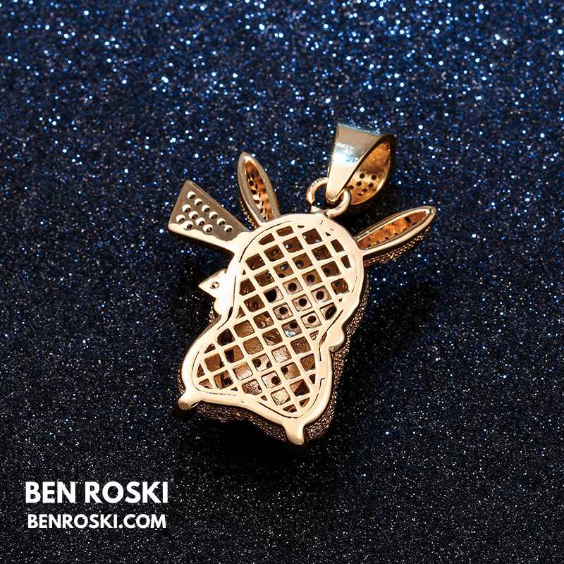 Iced-Out Pikachu Moissanite Pendant – Sterling Silver | Gold, Silver & Rose Gold | GRA Certified