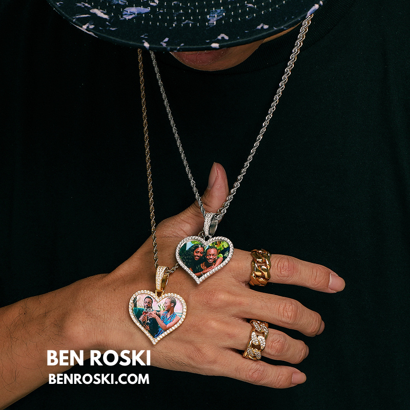 Custom Heart Photo Pendant Sterling Silver, Gold, or Rose Gold | vvs Moissanites | Personalized