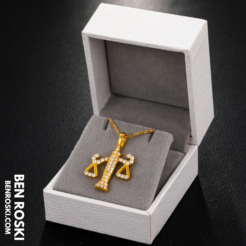 Scales of Justice Pendant Sterling Silver, Gold, or Rose Gold | VVS Moissanite | GRA Certified