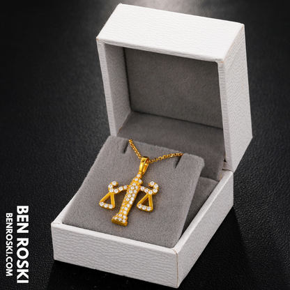Scales of Justice Pendant Sterling Silver, Gold, or Rose Gold | VVS Moissanite | GRA Certified