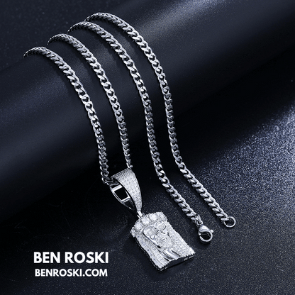 Jesus Face Moissanite Pendant Sterling Silver, Gold, or Rose Gold | VVS Moissanite | GRA Certified