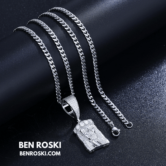 Jesus Face Moissanite Pendant Sterling Silver, Gold, or Rose Gold | VVS Moissanite | GRA Certified