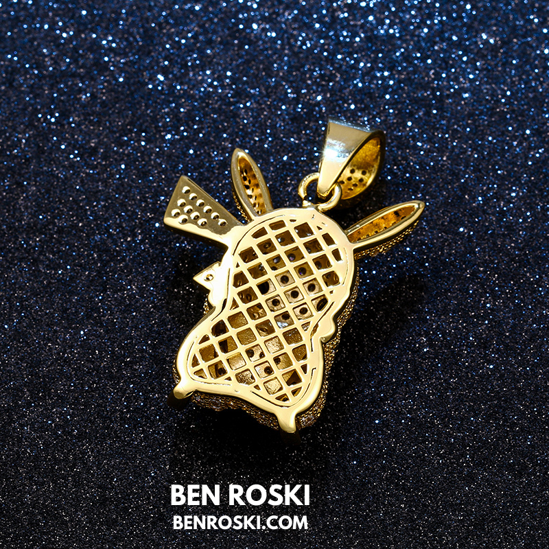 Iced-Out Pikachu Moissanite Pendant – Sterling Silver | Gold, Silver & Rose Gold | GRA Certified