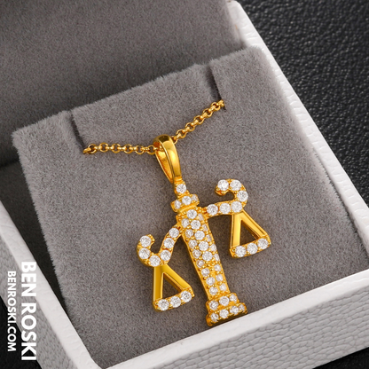 Scales of Justice Pendant Sterling Silver, Gold, or Rose Gold | VVS Moissanite | GRA Certified