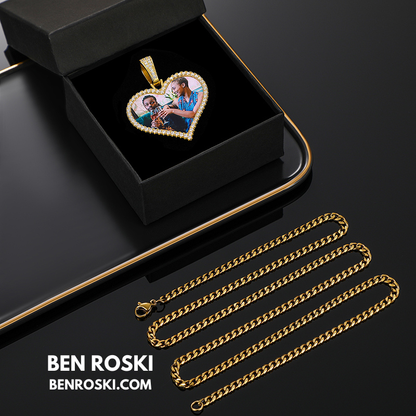 Custom Heart Photo Pendant Sterling Silver, Gold, or Rose Gold | vvs Moissanites | Personalized