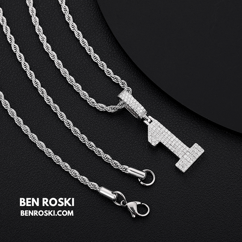 Custom Number Pendant Sterling Silver, Gold, or Rose Gold | VVS Moissanite | GRA Certified