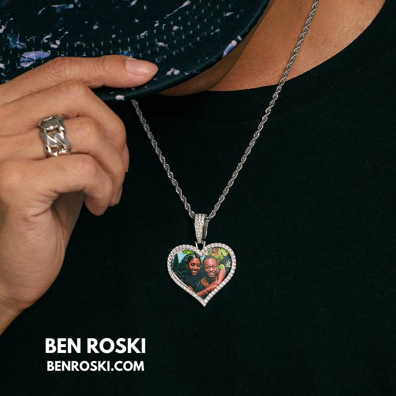 Custom Heart Photo Pendant Sterling Silver, Gold, or Rose Gold | vvs Moissanites | Personalized