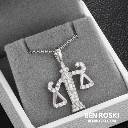 Scales of Justice Pendant Sterling Silver, Gold, or Rose Gold | VVS Moissanite | GRA Certified