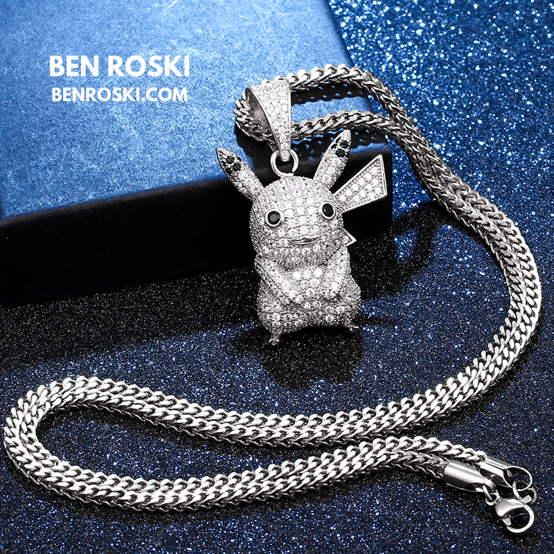 Iced-Out Pikachu Moissanite Pendant – Sterling Silver | Gold, Silver & Rose Gold | GRA Certified