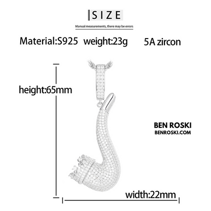 Smoke Pipe Pendant – 65MM Height | VVS1 Moissanite | GRA Certified