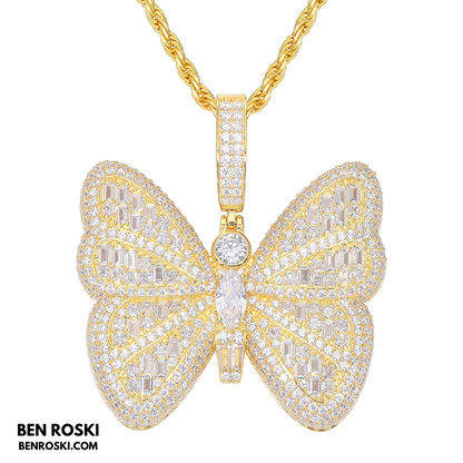 Butterfly Pendant Sterling Silver or Gold / Rose Gold Plated | VVS Moissanite | GRA Certified