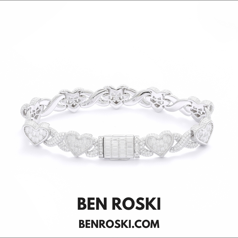 Heart Link Moissanite Necklace Sterling Silver, Gold & Rose Gold | GRA Certified